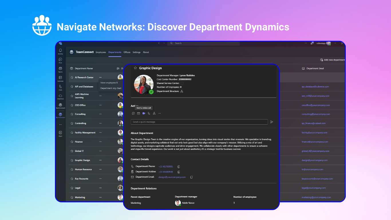 screenshot of Employee Directory TeamConnect